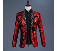 Uomo Lucido Lustrini Suit Giacca Blazer Slim Matrimonio Ballo Sera Cena Chic