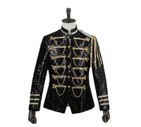 Uomo Lucido Lustrini Ussaro Giacca Batterista Militare Steampunk Parata Suit