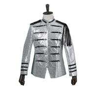 Uomo Lucido Lustrini Ussaro Giacca Batterista Militare Steampunk Parata Suit