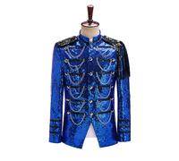 Uomo Lucido Lustrini Ussaro Giacca Batterista Militare Steampunk Parata Suit