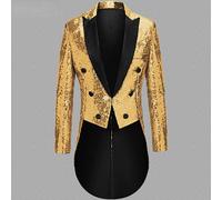 Uomo Lucido Paillettes Frac Smoking Suit Giacca Abito Bavero Slim Matrimonio BAR