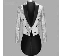 Uomo Lucido Paillettes Frac Smoking Suit Giacca Abito Bavero Slim Matrimonio BAR