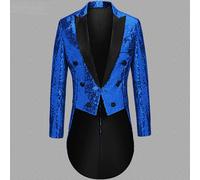 Uomo Lucido Paillettes Frac Smoking Suit Giacca Abito Bavero Slim Matrimonio BAR