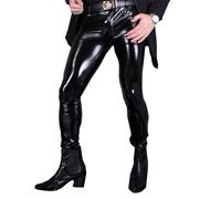 Uomo Lucido Simil Latex Pantaloni Effetto Bagnato Leggings Slim Skinny Punk