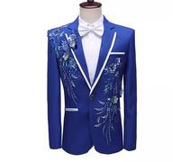 Uomo Performance Abito Giacca Strass Applicazioni Decor Formale Matrimonio Pants