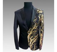 Uomo Lustrini Suit Giacca Dentellato Bavero Smoking Singolo Petto Cappotto Top