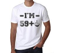 Uomo Maglietta 60 Anni Io Ne Ho 59 + Un Dito Medio - 60 Years I'm 59 + A Middle Finger - 60 Anni Idea Regalo 60° Compleanno T-Shirt Anniversario Stampa Grafica Vintage Anno 1964 novità Bianco S