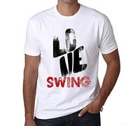 Uomo Maglietta Altalena Dell'Amore - Love Swing - T-Shirt Stampa Grafica Divertente Vintage Idea Regalo Originale alla Moda Bianco L