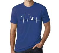 Uomo Maglietta Battito del Cuore del Pescatore - Fisherman Heartbeat - T-Shirt Stampa Grafica Divertente Vintage Idea Regalo Originale alla Moda Blu Reale M