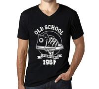 Uomo Maglietta con Scollo a V Leggenda Della Vecchia Scuola Dal 1967 - Old School Legend Since 1967 - 57 Anni Idea Regalo 57° Compleanno T-shirt Anniversario Stampa Grafica Vintage Ann