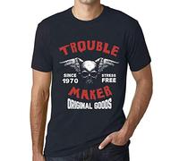 Uomo Maglietta Creatore Di Problemi Senza Stress Dal 1970 - Trouble Maker Stress Free Since 1970 - 56 Anni Idea Regalo 56° Compleanno T-shirt Anniversario Stampa Grafica Vintage Anno 1970 Novità