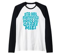 Uomo Maglietta Divertente STO nel Fantastico Mondo dei cazzi Miei Maglia con Maniche Raglan
