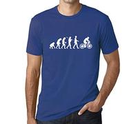 Uomo Maglietta Evoluzione del Ciclismo - Evolution of Cycling - T-Shirt Stampa Grafica Divertente Vintage Idea Regalo Originale alla Moda Blu Reale L