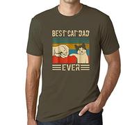 Uomo Maglietta Il Miglior papà Gatto di Sempre Che Si Batte Il Pugno - Best Cat Dad Ever Fist Bump - T-Shirt Stampa Grafica Divertente Vintage Idea Regalo Originale alla Moda Verde Army XL