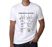 Uomo Maglietta La Chimica È Fantastica - Chemistry Is Awesome - T-Shirt Stampa Grafica Divertente Vintage Idea Regalo Originale alla Moda Bianco L