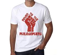 Uomo Maglietta Potere Ai Filosofi - Power To The Philosophers - T-Shirt Stampa Grafica Divertente Vintage Idea Regalo Originale alla Moda Bianco XL