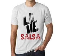 Uomo Maglietta Salsa d'Amore - Love Salsa - T-Shirt Stampa Grafica Divertente Vintage Idea Regalo Originale alla Moda Bianco Chiazzato L
