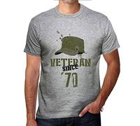 Uomo Maglietta Veterano Militare Dal 1970 - Military Veteran Since 1970 - 55 Anni Idea Regalo 55° Compleanno T-shirt Anniversario Stampa Grafica Vintage Anno 1970 Novità Grigio Chiazzato L