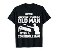 Uomo Mai Sottovalutare Un Vecchio con Una Borsa per Cornhole Maglietta