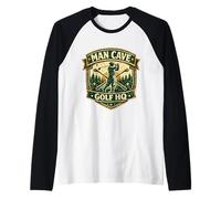 Uomo Man Cave Golf Headquarters Vintage Retro Regalo per Golfisti Maglia con Maniche Raglan