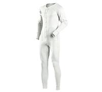 Uomo Manica Lunga Onesies Jumpsuit Nightwear Pigiama Intero con Bottoni Color Bianca Size M