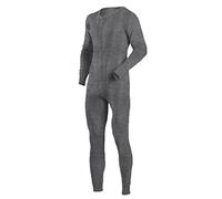 Uomo Manica Lunga Onesies Jumpsuit Nightwear Pigiama Intero con Bottoni Color Grigio Scuro Size M