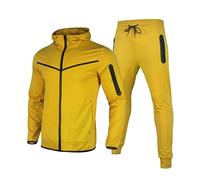 Uomo Manica Lunga Vestito Casual Moda Colore Oro Sport Velluto Uomo Tuta Invernale Da Uomo Abiti & Set Tuta Set Uomo Blu, 1-giallo, L
