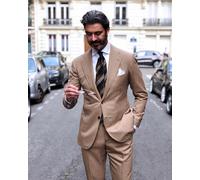 Uomo Marrone Abiti Moda Firmato Matrimonio lo Sposo Cena (Giacca+Pantaloni)