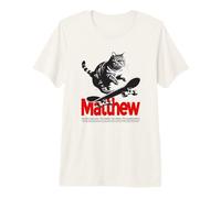 Uomo Matthew - Nome Ragazzo Simpatico con Gatto e Skateboard Maglietta Premium