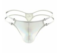 Uomo Metallizzato Tanga Intimo Lucido Perizoma Ecopelle Borsetta Olografico