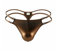 Uomo Metallizzato Tanga Intimo Lucido Perizoma Ecopelle Borsetta Olografico