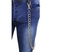 Uomo Metallo Argento extra Lungo Portafoglio Portachiavi Gemelli Forte Rocker