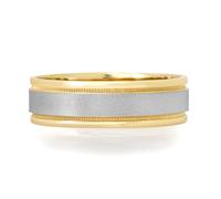 Uomo Misura 12 Fede Nuziale 14K Giallo Anello Oro Bianco 6MM Spazzolato Raso Con