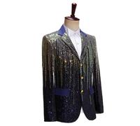 Uomo Moda Lustrini Suit Giacca Slim Lucido Bavero Giacca Matrimonio Cena Sexy
