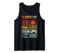 Uomo My Perfect Day Eat Sleep Game Repeat Funny Gamers Vintage Canotta