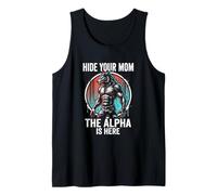 Uomo Nascondi la Tua Mamma The Alpha is Here Wolf Maschio Werwolf Meme Canotta