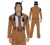 Uomo Nativi Americani Warrior Rossa da Indiano Costume Adulto Cowboy M-XL