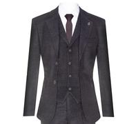 Uomo Nero 3 Pezzi Tweed Abito Peaky Blinders 1920s Gatsby Classico su Misura Fit