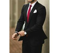 Uomo Nero Abiti Designer lo Sposo Elegante Matrimonio Cena (Giacca + Pantaloni