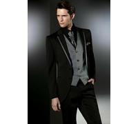 Uomo Nero Abiti Designer lo Sposo Elegante Matrimonio Cena (Giacca+Pantaloni)