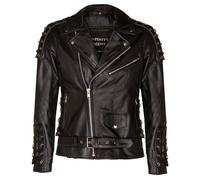 Uomo Nero Brando Biker Giacca “ Live To Ride ” Goffrato Aquila pelle Vintage