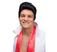 Uomo Nero Parrucca Ciuffo 50s Rock N Rotolo Pop Costume Stelle Rocker Adulti