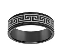 Uomo Nero Tungsteno Scanalatura Greco Chiave Comfort Per 8mm Fede Nuziale Size 7