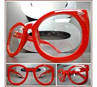 Uomo O Donna Classico Rétro Nerd Stile Lenti Trasparenti Occhiali Grande Rosso