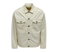 Uomo O&S Giacca Camicia Tinta Unita Manica Lunga Colletto & Tasche Giacca Interm