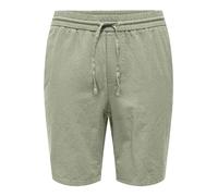 Uomo O&S Pantaloncini in Tessuto Leggero Pantaloncini Corti Pantaloni Bermuda in Cotone & Lino ONSLINUS, Colore:Verde, Taglia:XS
