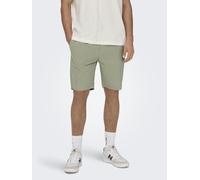 Uomo O&S Pantaloncini in Tessuto Leggero Pantaloncini Corti Pantaloni Bermuda in Cotone & Lino ONSLINUS, Colore:Verde, Taglia:XS
