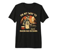 Uomo On My Way to Making Bad Decisions - Divertente Barbecue alla griglia Maglietta Premium
