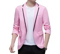 Uomo One Button Business Work Blazer Giacca Costume per Ballo di Business Matrimonio Giacche Blazer Fit Regolare, Rosa, 5XL