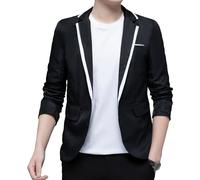Uomo One Button Business Work Blazer Giacca Costume per Ballo di Business Matrimonio Giacche Blazer Fit Regolare, Nero , L